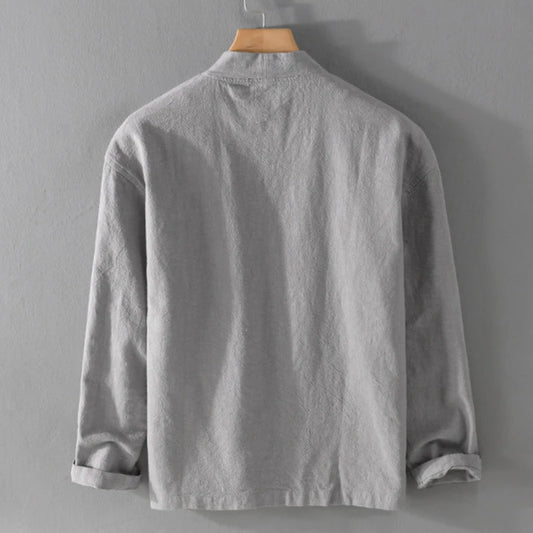 60% Ramie 40% Cotton High-quality Long-sleeve Jacket, Casual Everyday Cloak Jacket for Men