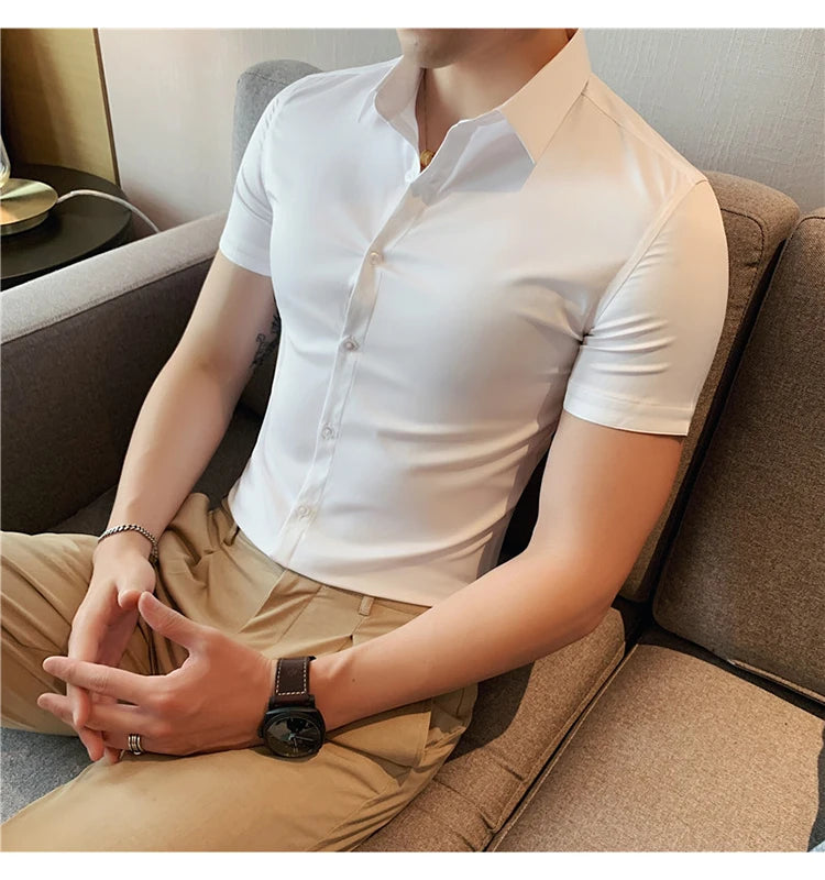 Latest 2025  Men's  Short Sleeved Casual Business shirt