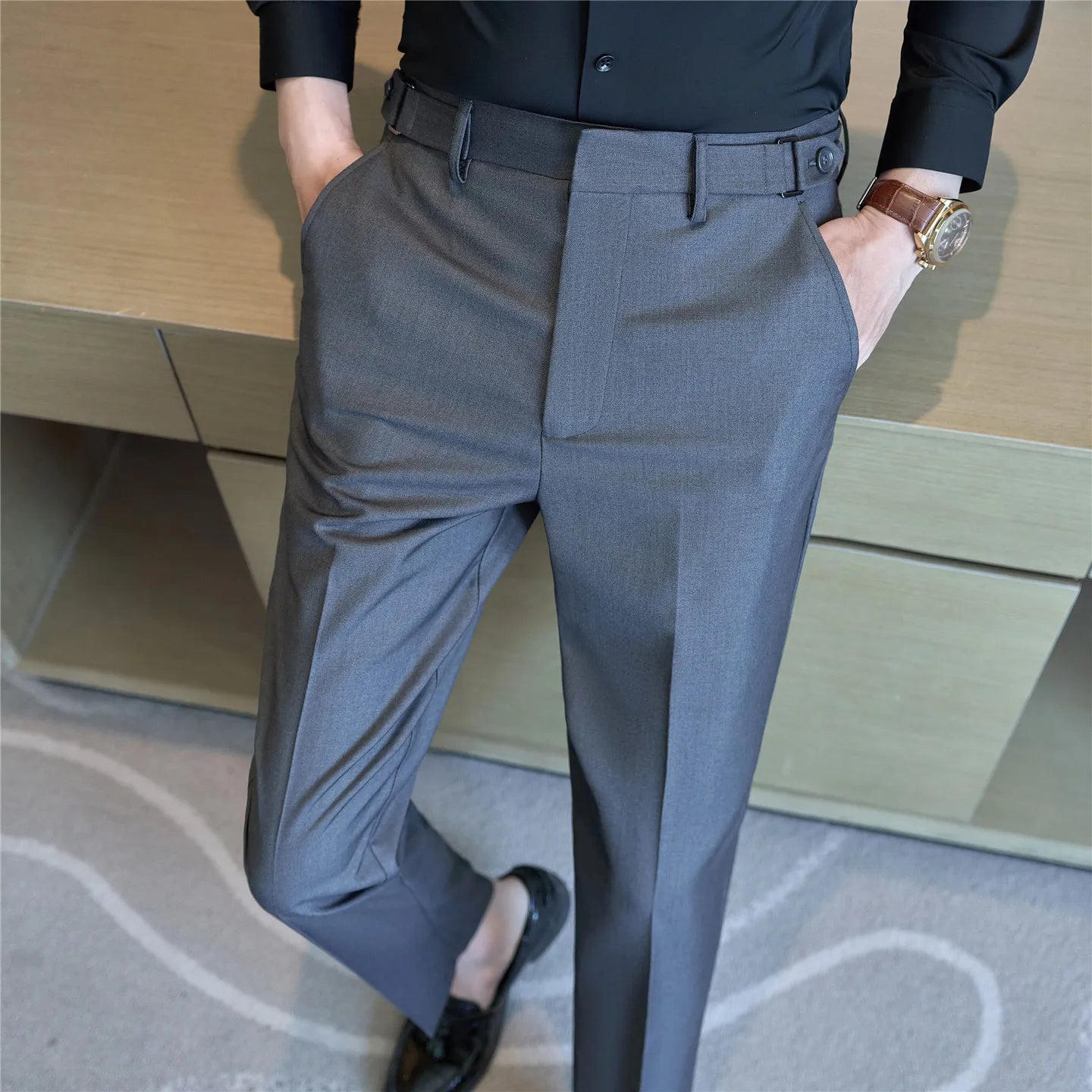 Men's  Premium Business  style Dress Pants with Flowing Light Texture