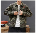 Men's Green Camouflage Denim Jackets New Casual Comfortable