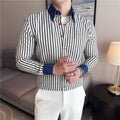 Men High-quality Long Sleeved Striped Shirts