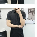 Casual Slim Fit Men Short Sleeve Non Iron Striped Light Shirt