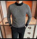 Alluring Half High Collar Checkered Knit Sweater  for Men