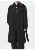 Marvelous business casual men's solid color double-breasted retro classic mid-length coat